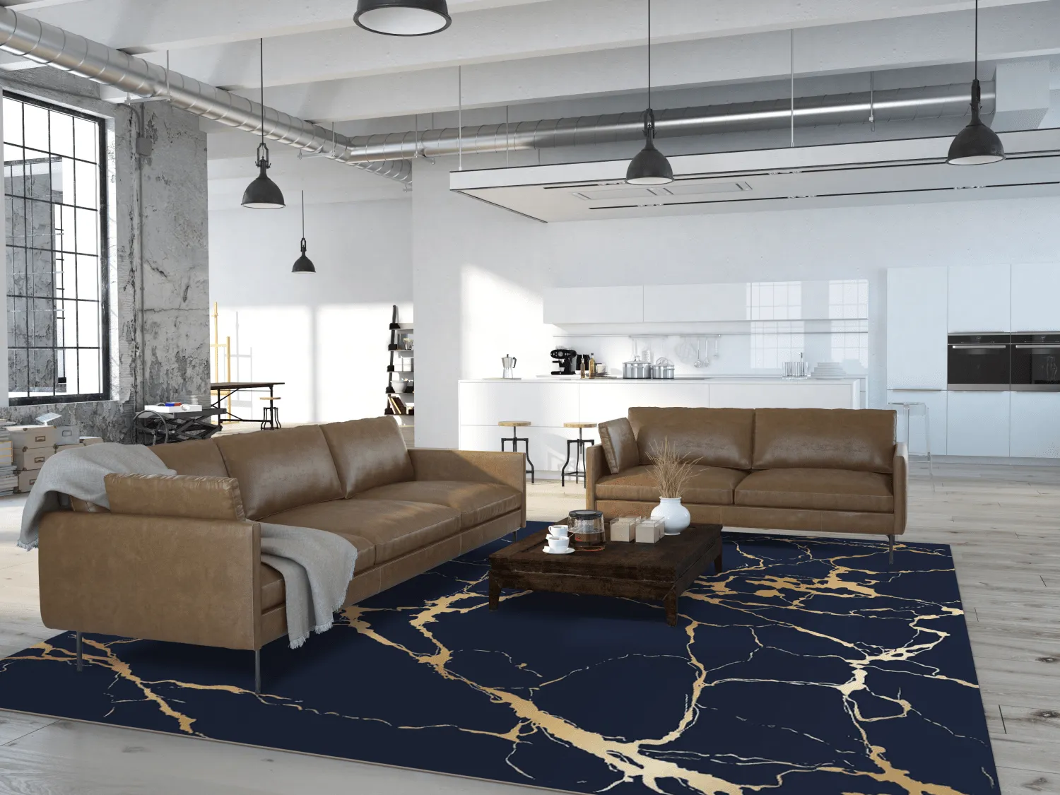 Tapete Wilton - Cesina (preto/dourado)