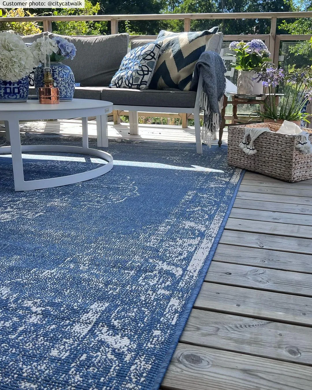 Tapete para interior e exterior - Brussels Weave (azul)