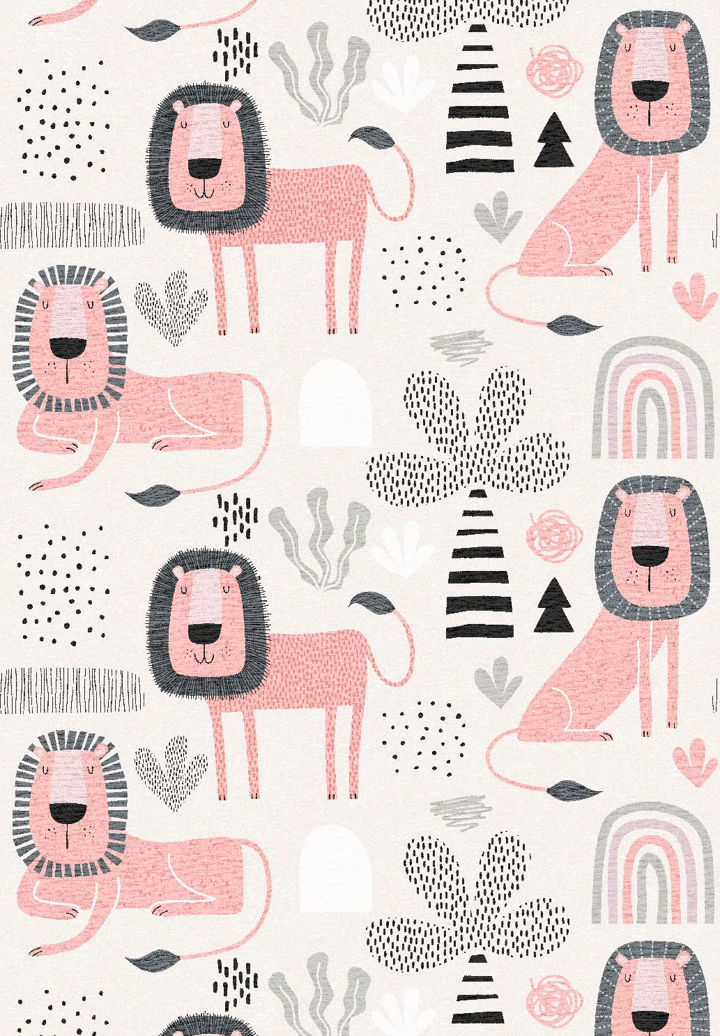 Tapete infantil - Lion Friends (rosa)