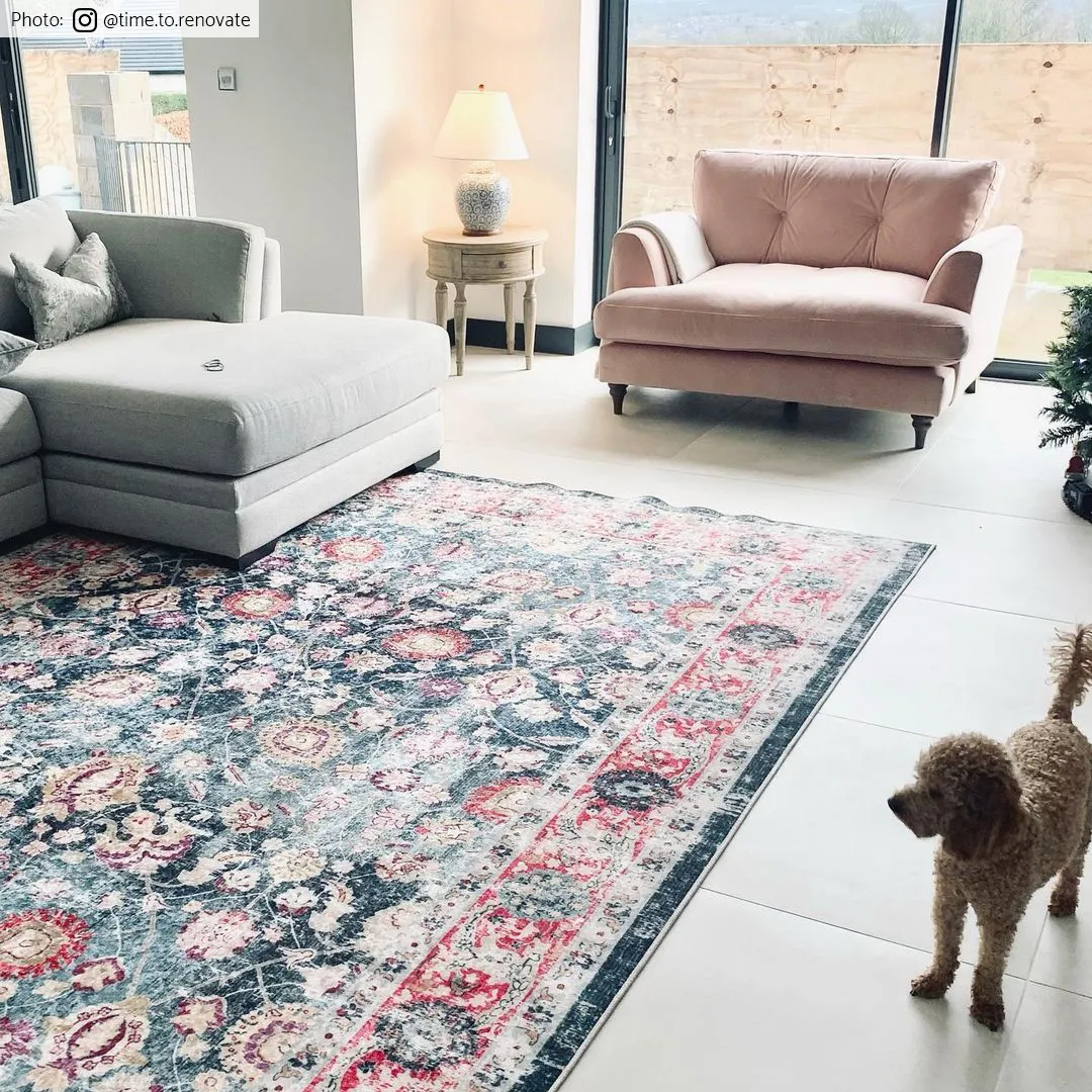 Tapete Wilton - Bouhjar (azul/rosa/multicolorido)