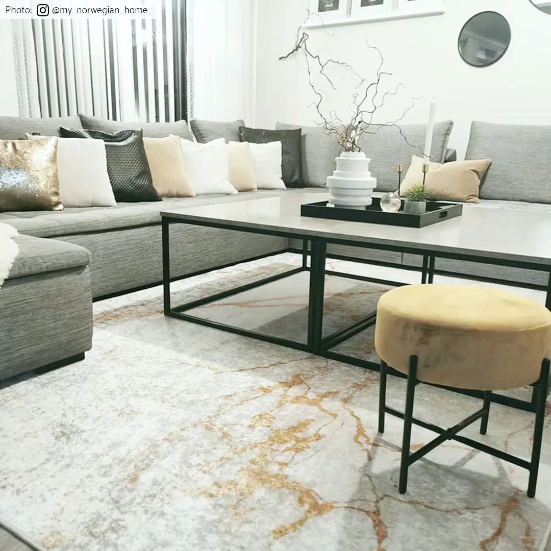 Tapete Wilton - Cesina (stone/branco/dourado)