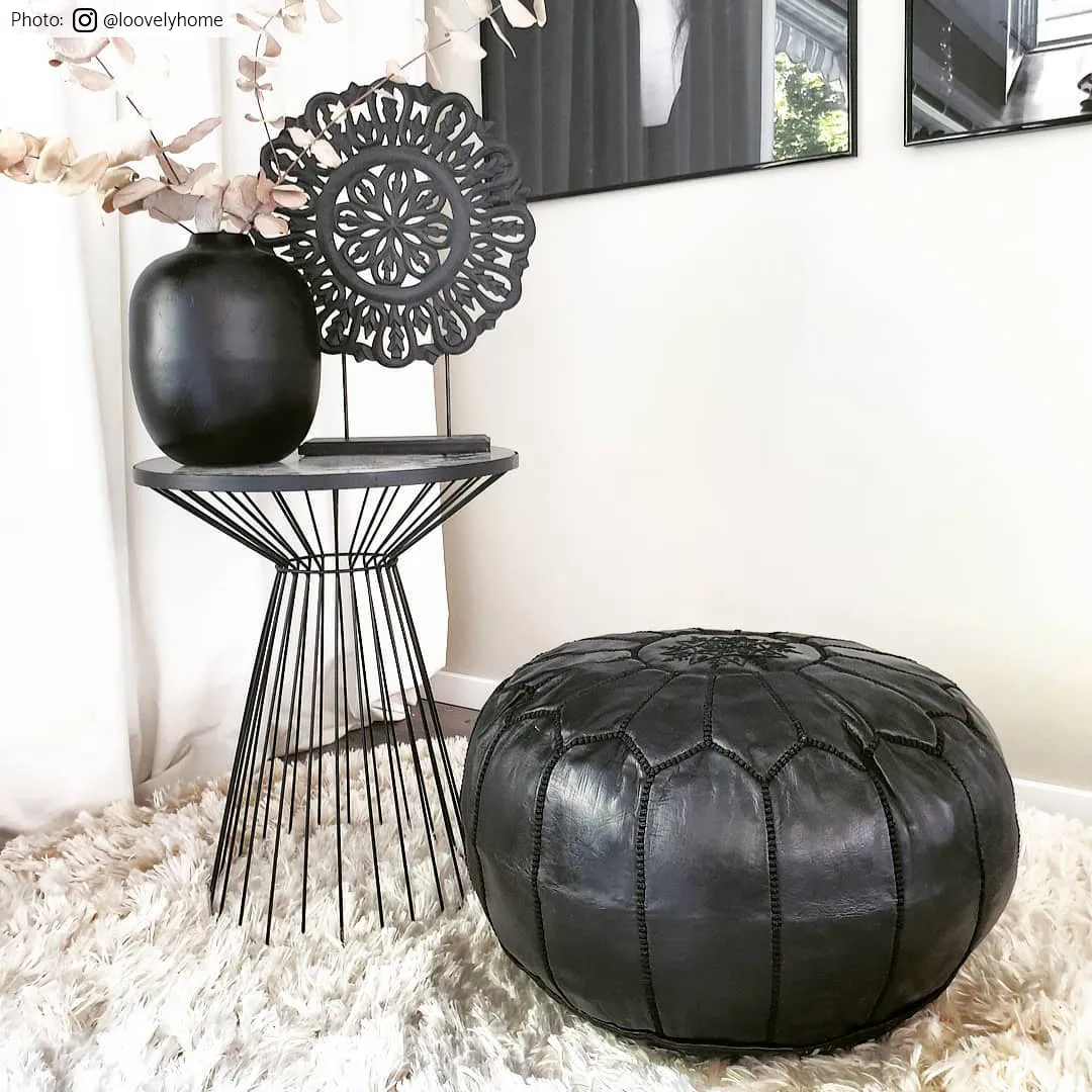 Pufe - Couro Marroquino (preto)