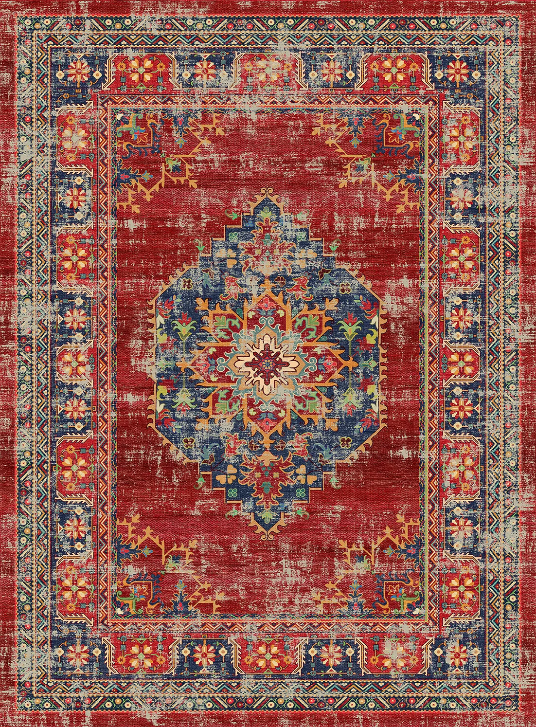 Tapete Wilton - Soussi (vermelho/multicolorido)