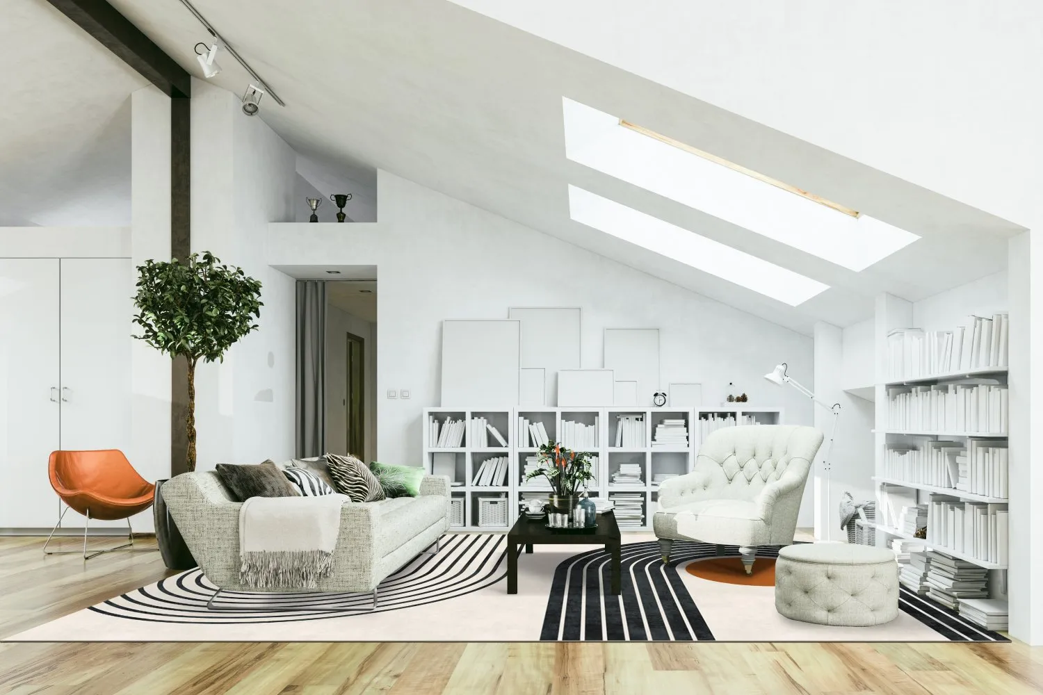 Tapete Wilton - Moudania (bege/preto/laranja)