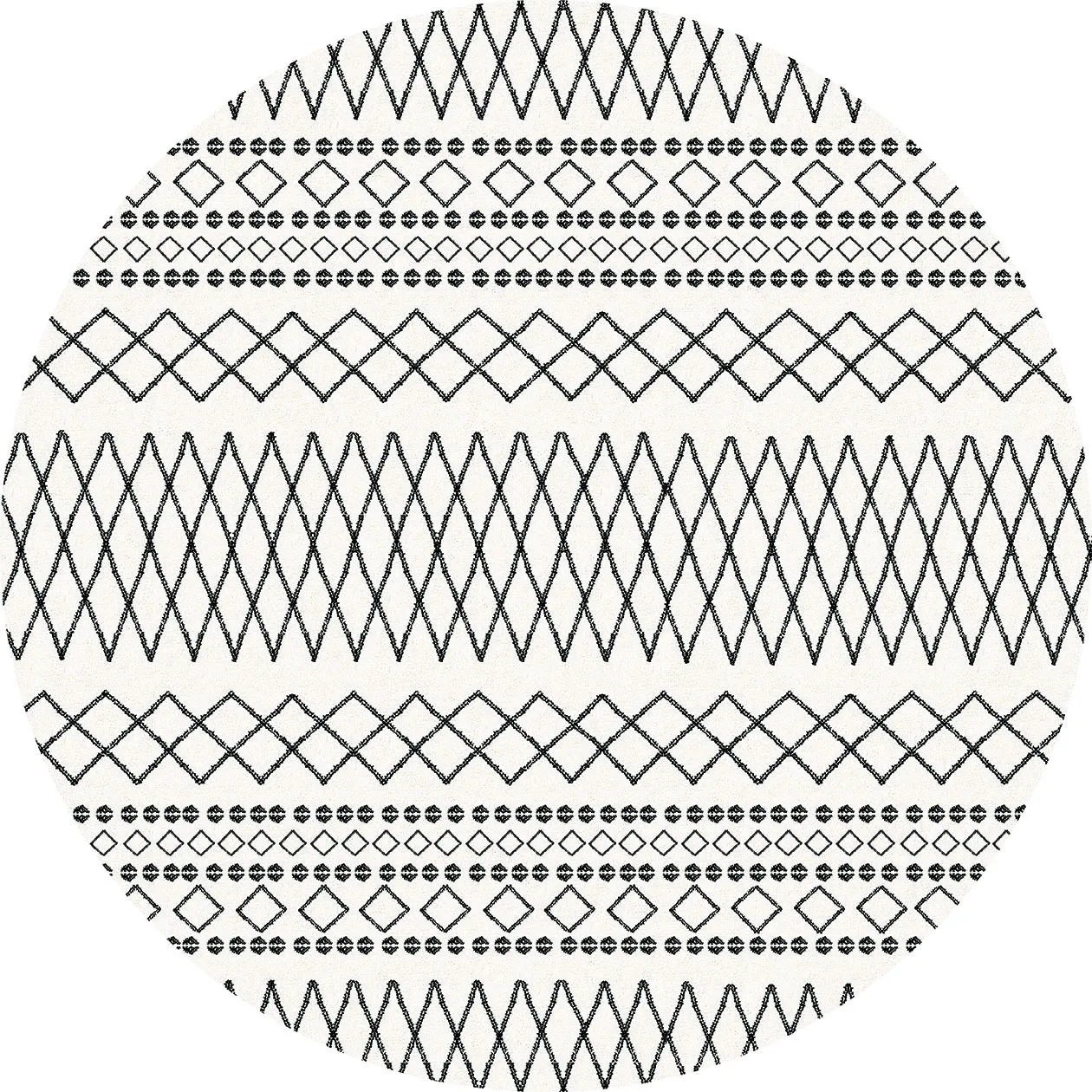 Tapete redondo - Safi (preto/branco)