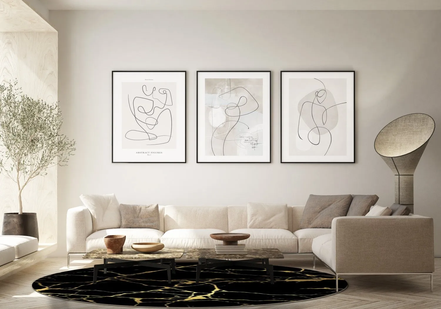 Tapete redondo - Vieste (preto/dourado)