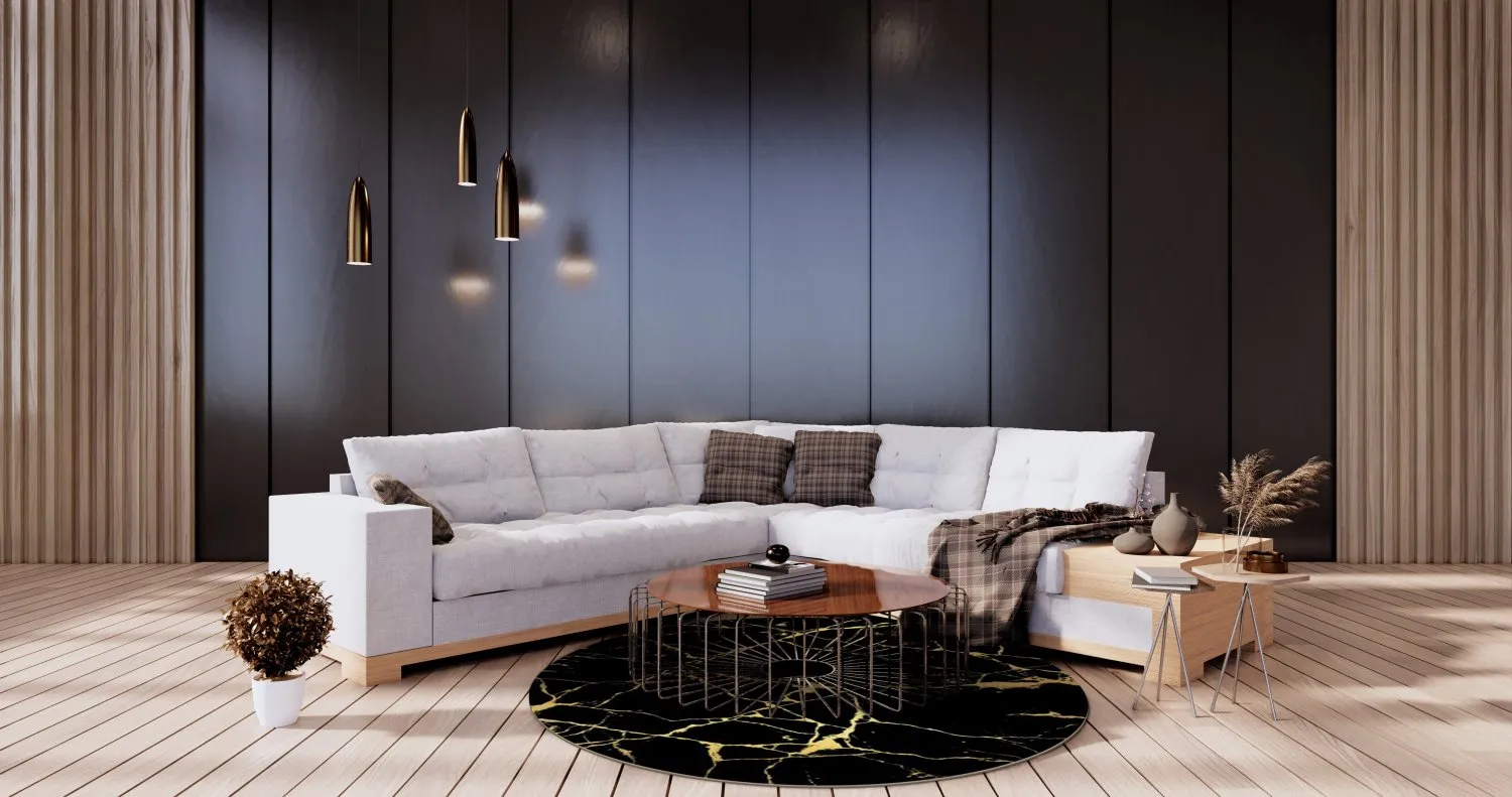 Tapete redondo - Vieste (preto/dourado)