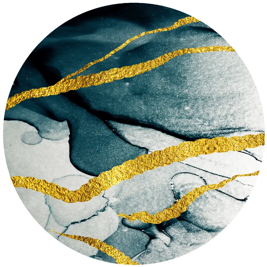 Tapete redondo - Alvaro (azul/branco/dourado)