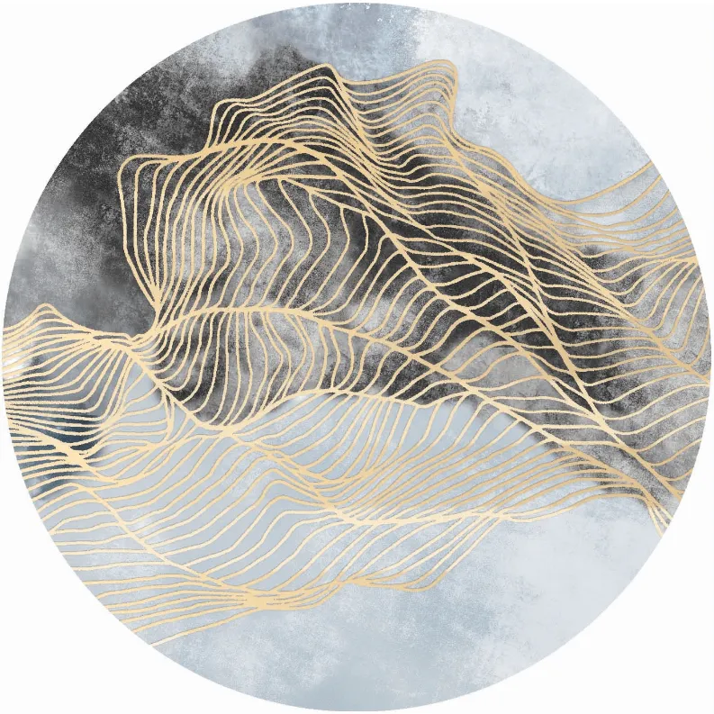 Tapete redondo - Ekual (azul/cinza/dourado)