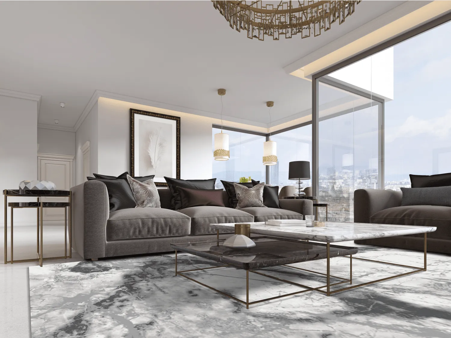 Tapete Wilton - Mermer (cinza/branco)