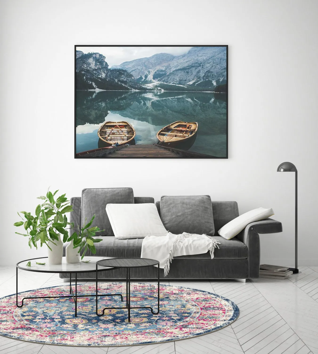 Tapete redondo - Bouhjar (azul/rosa/multicolorido)