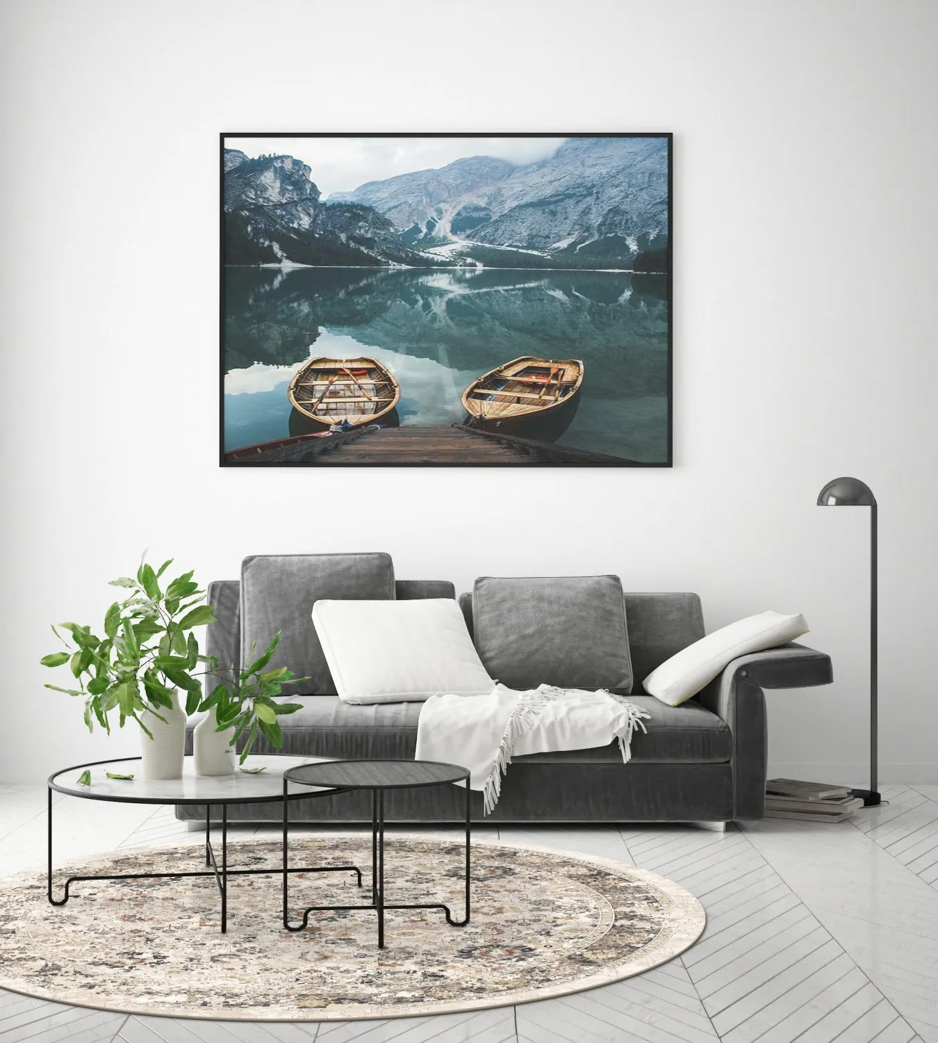 Tapete redondo - Toujane (cinza)