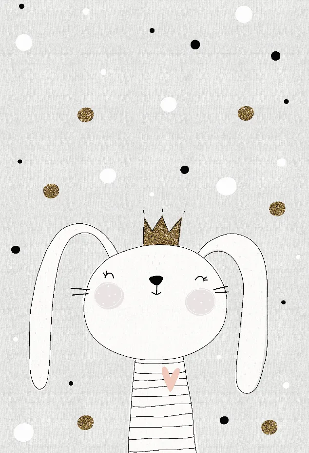 Tapete infantil - Rabbit Crown (cinza)