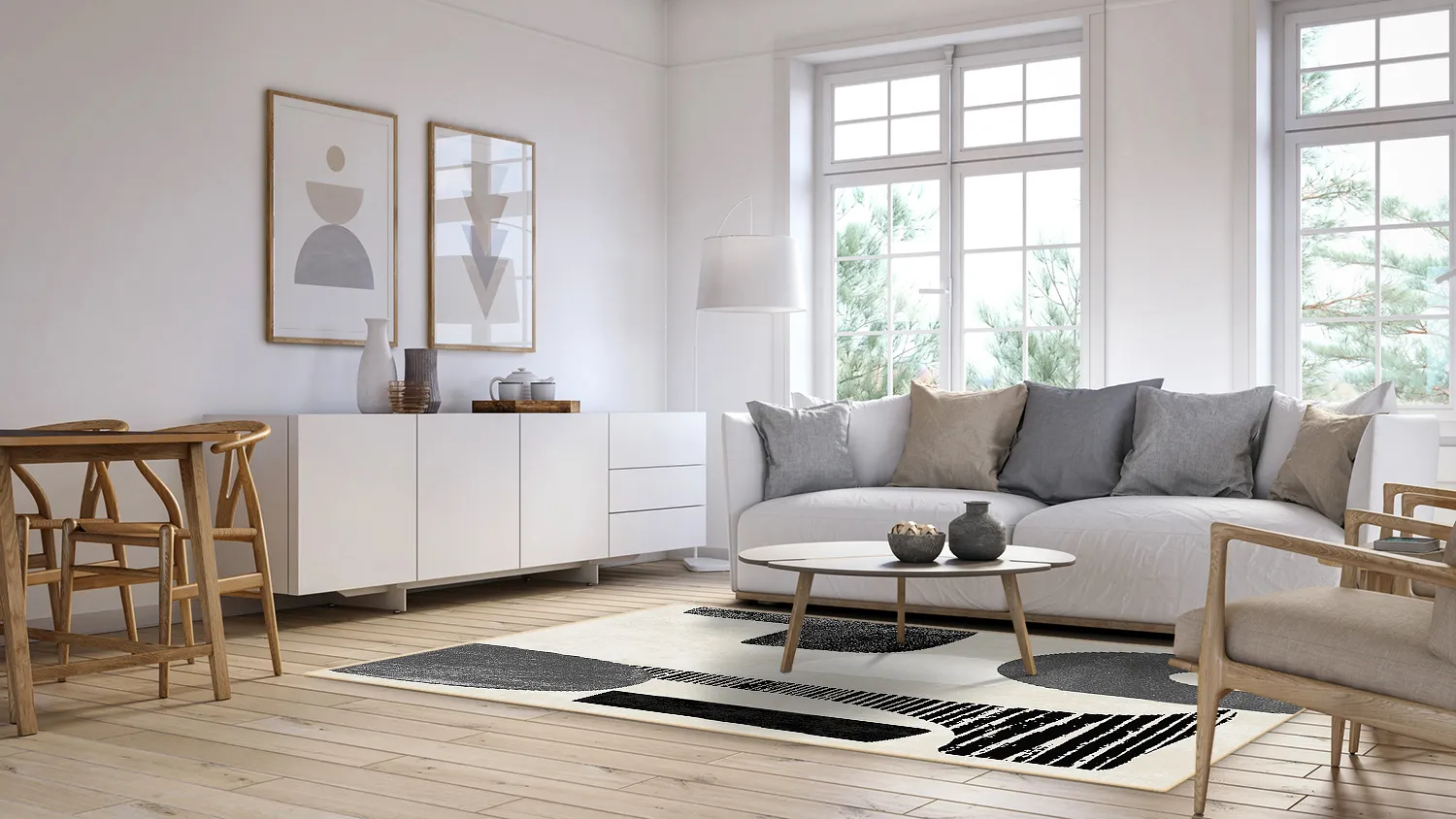 Tapete Wilton - Suki (bege/preto)