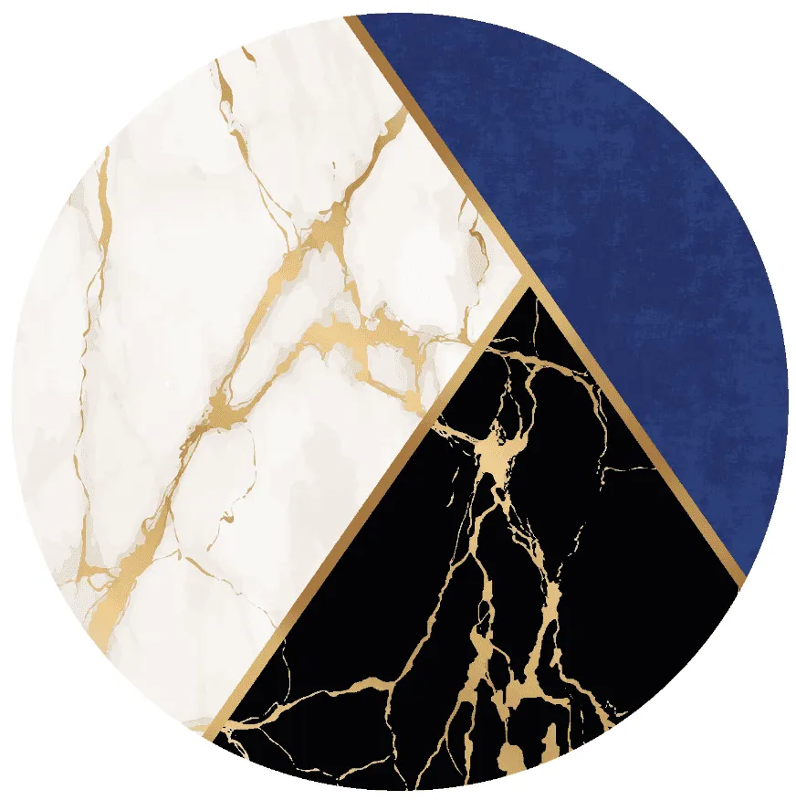 Tapete redondo - Canelli (preto/branco/azul)