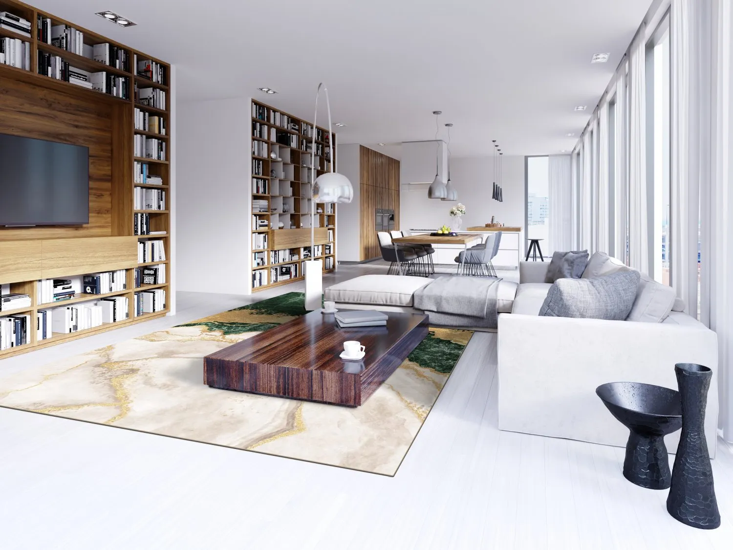 Tapete Wilton - Padova (verde/branco/dourado)