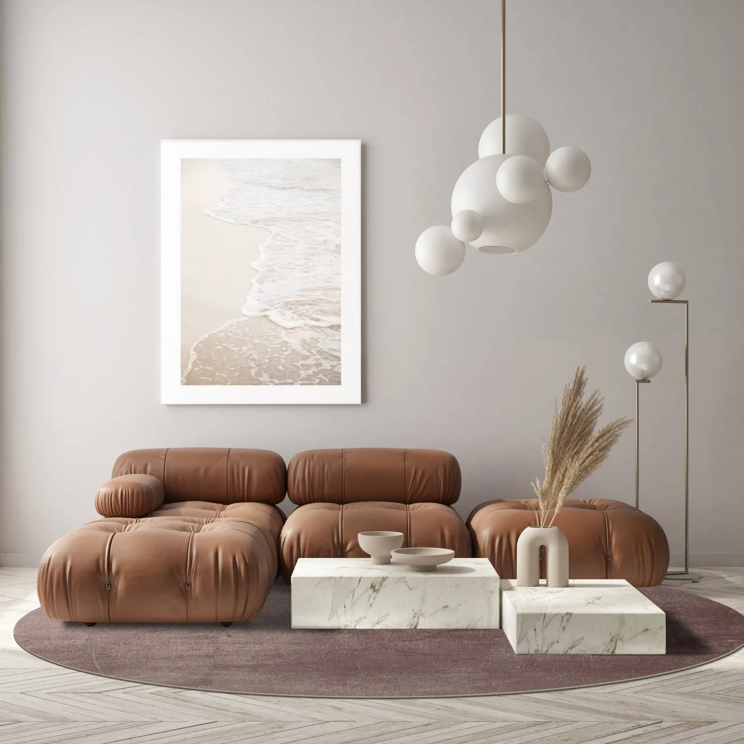 Tapete redondo - Artena (cinza/marrom)