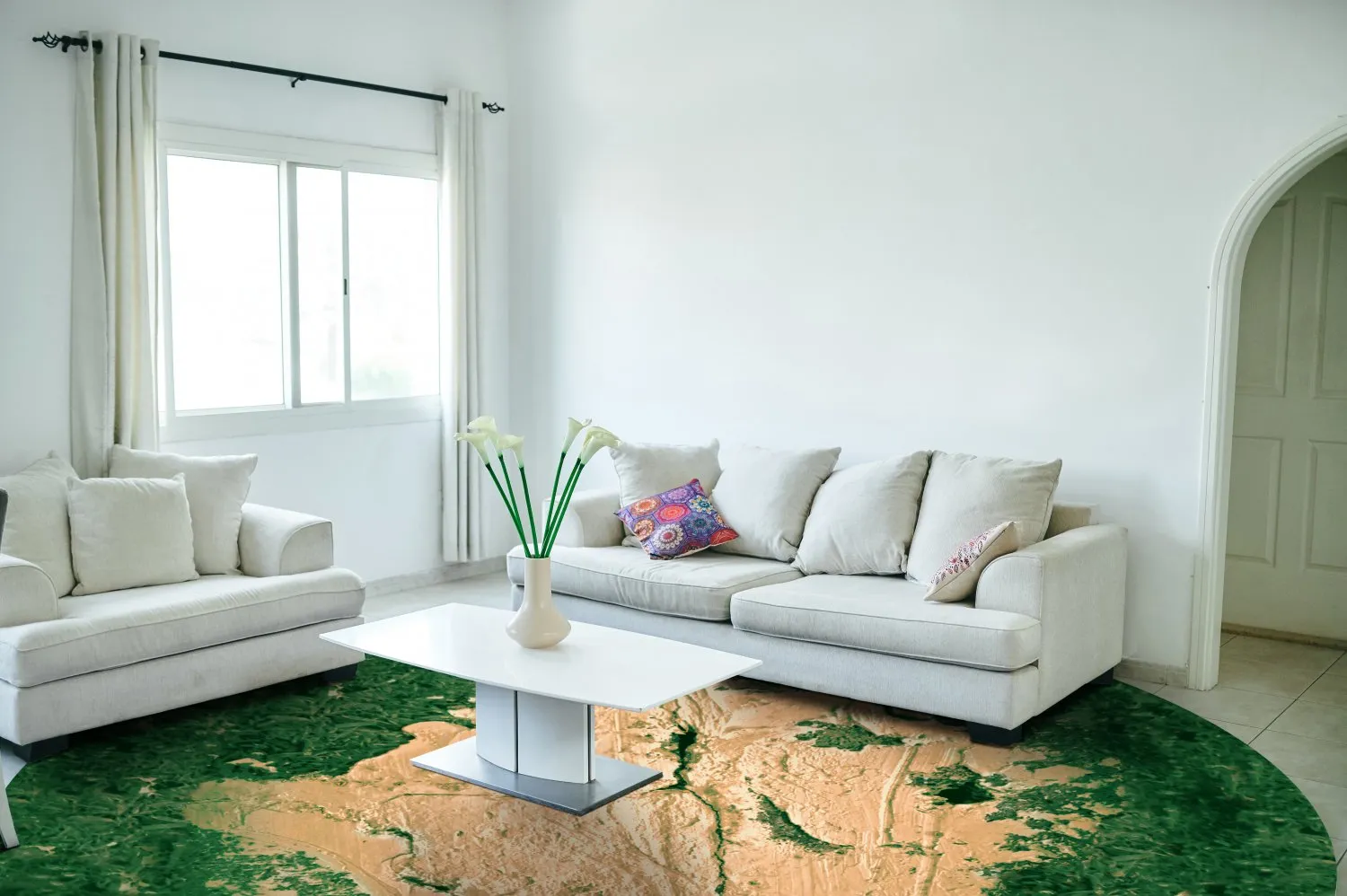 Tapete redondo - Positano (bege/verde)