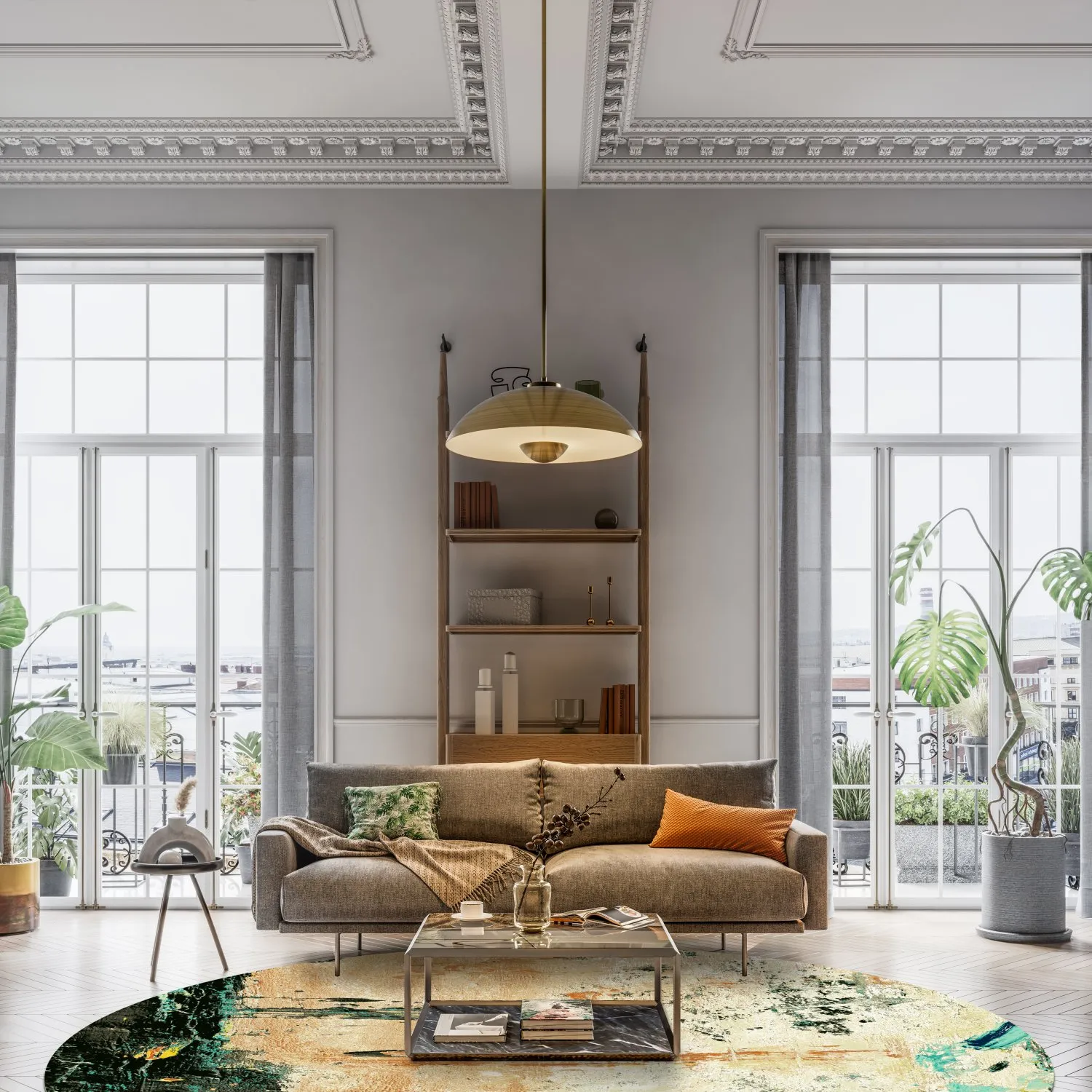 Tapete redondo - Tempes (bege/multicolorido)