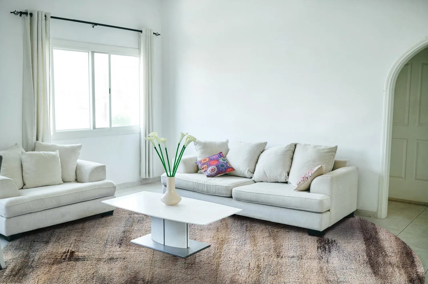 Tapete redondo - Polia (cinza/marrom)