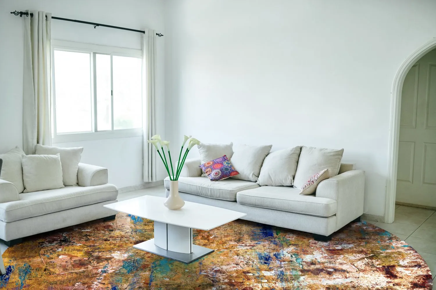 Tapete redondo - Trepito (marrom/azul/multicolorido)