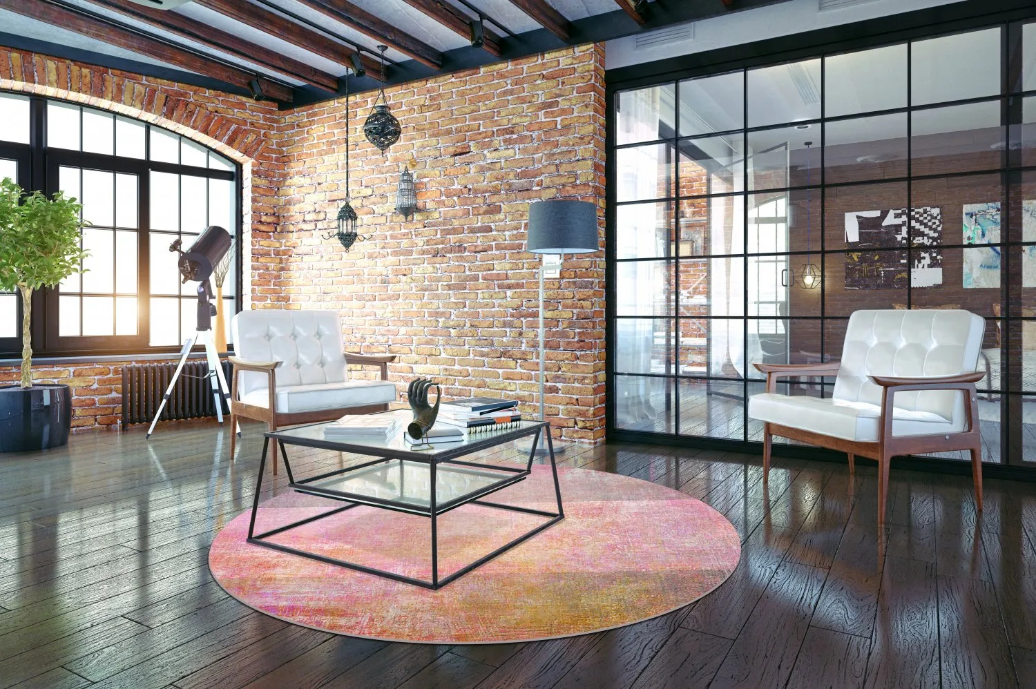 Tapete redondo - Cicoria (rosa/roxo)