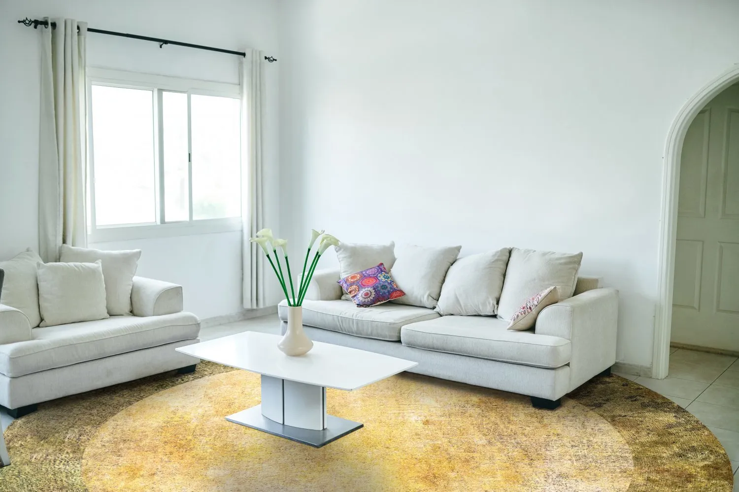 Tapete redondo - Campana (bege/amarelo)