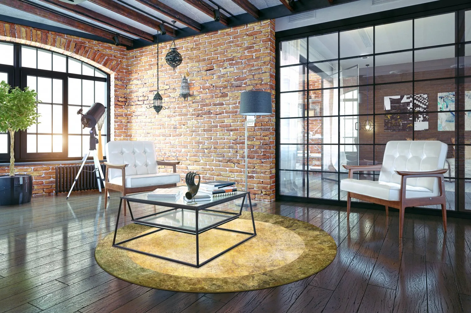 Tapete redondo - Campana (bege/amarelo)