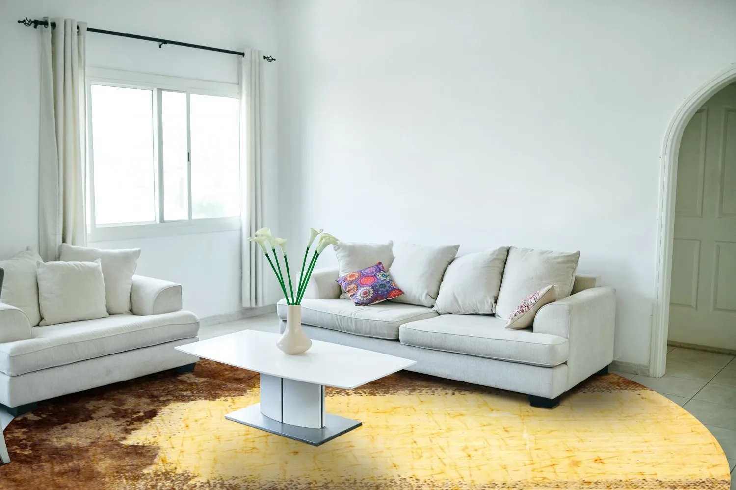 Tapete redondo - Agost (marrom/bege)