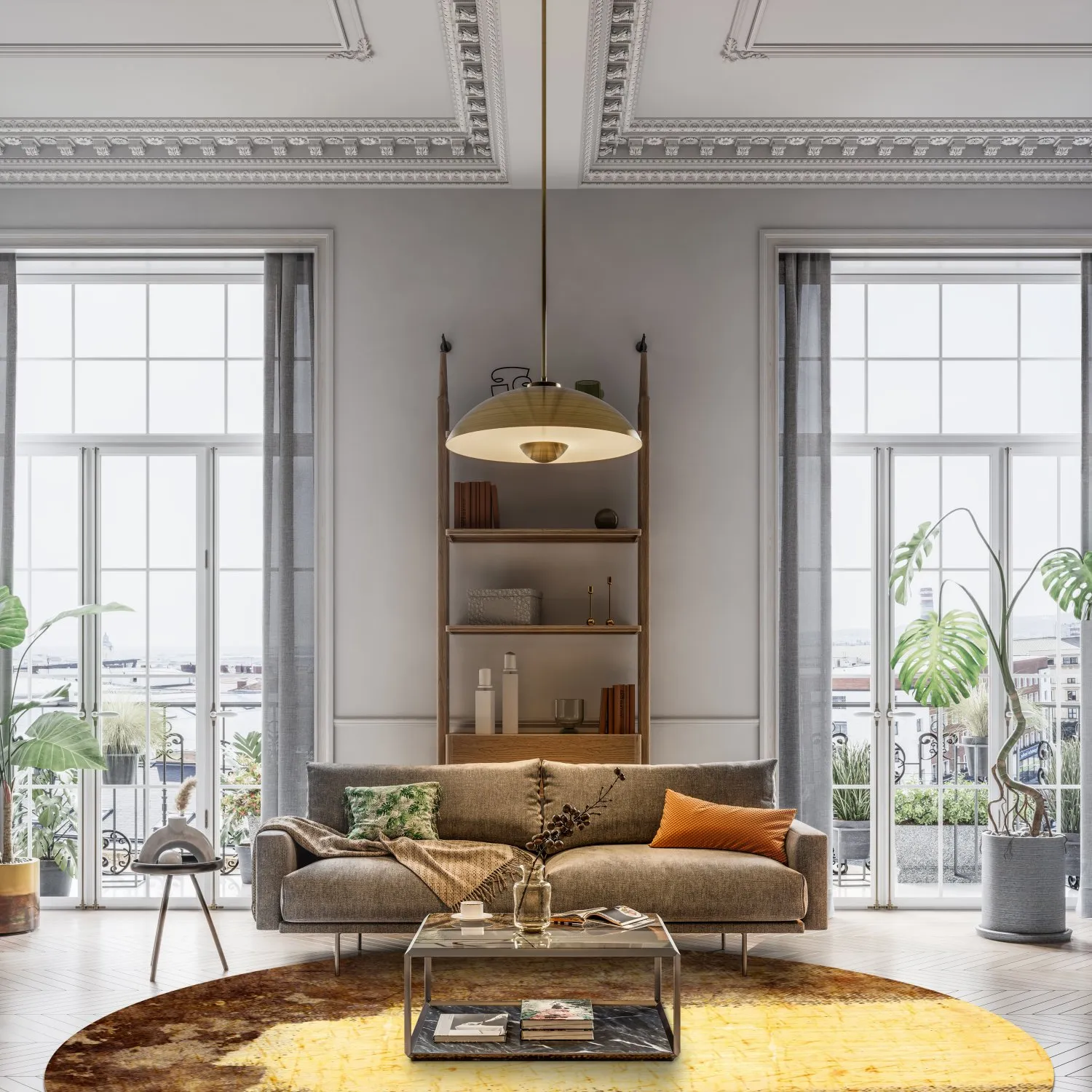 Tapete redondo - Agost (marrom/bege)