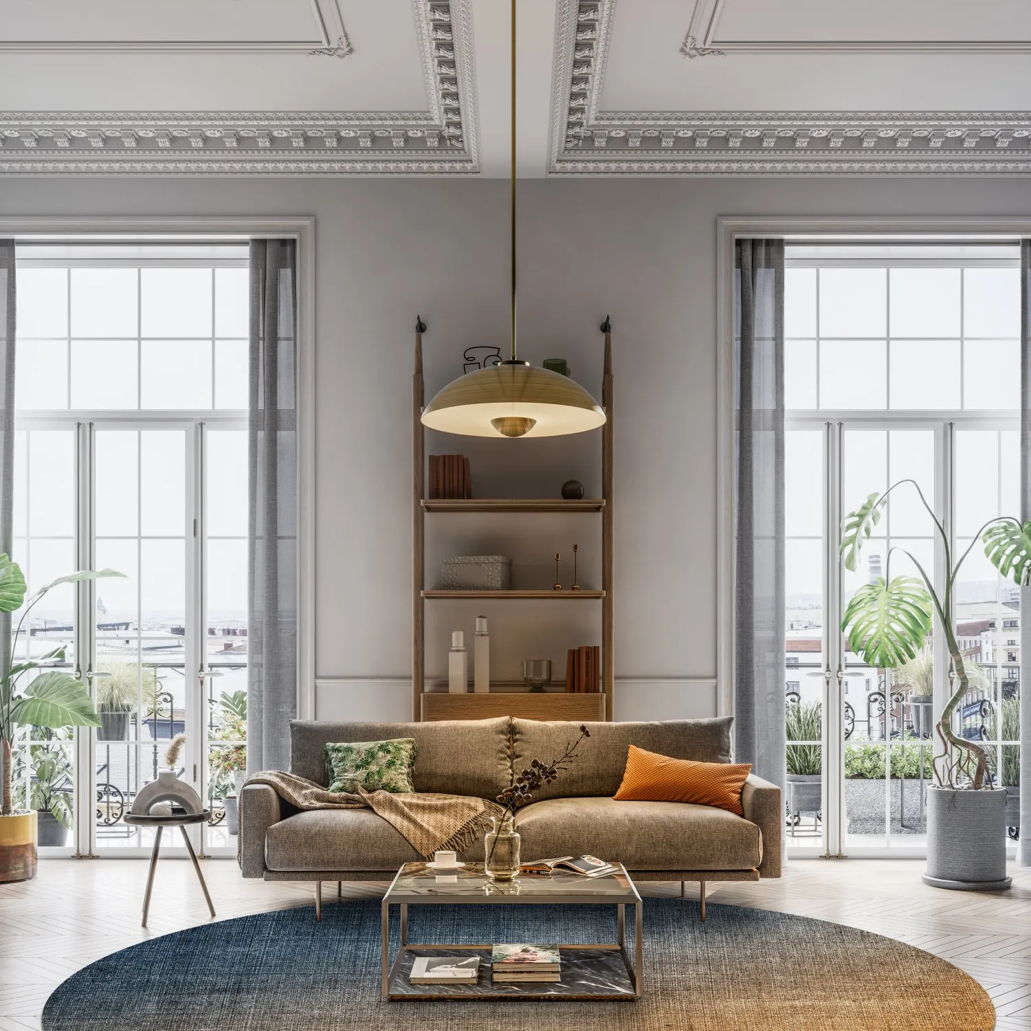 Tapete redondo - Librilla (marrom/azul)