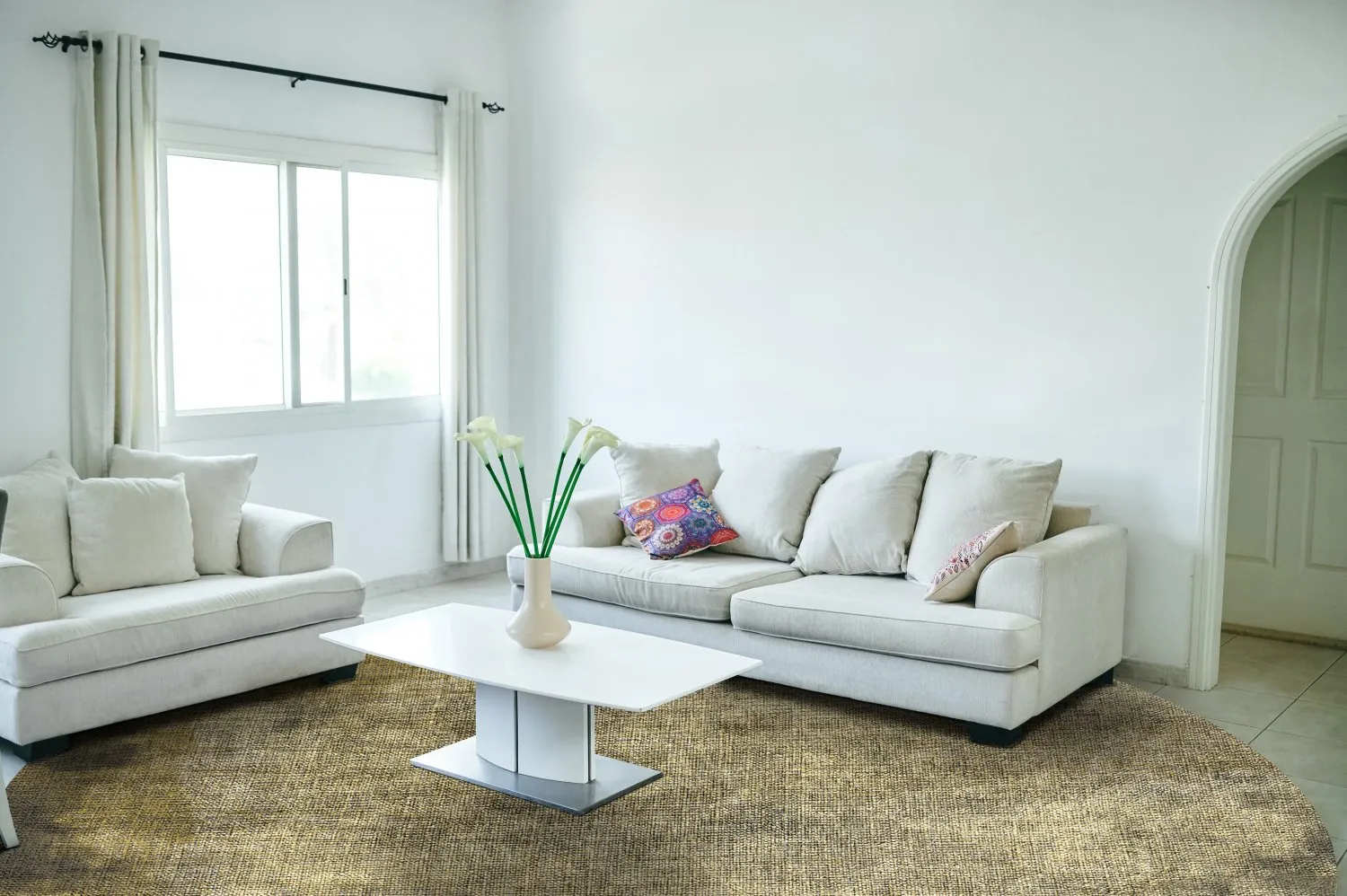 Tapete redondo - Taberno (cinza/bege)