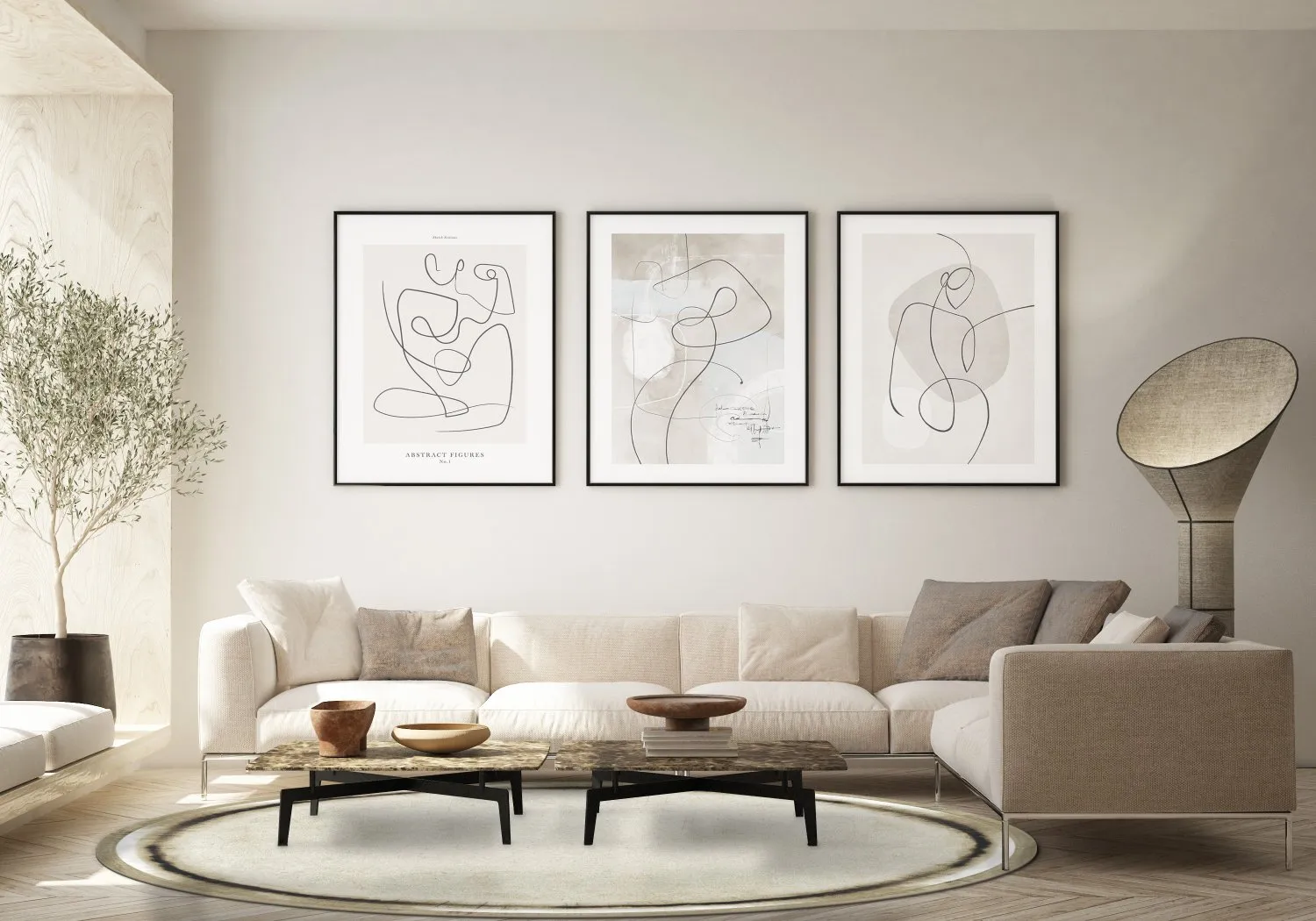 Tapete redondo - Arriate (bege/cinza)