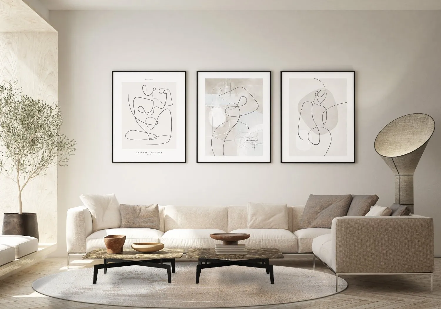 Tapete redondo - Bornos (cinza/bege)