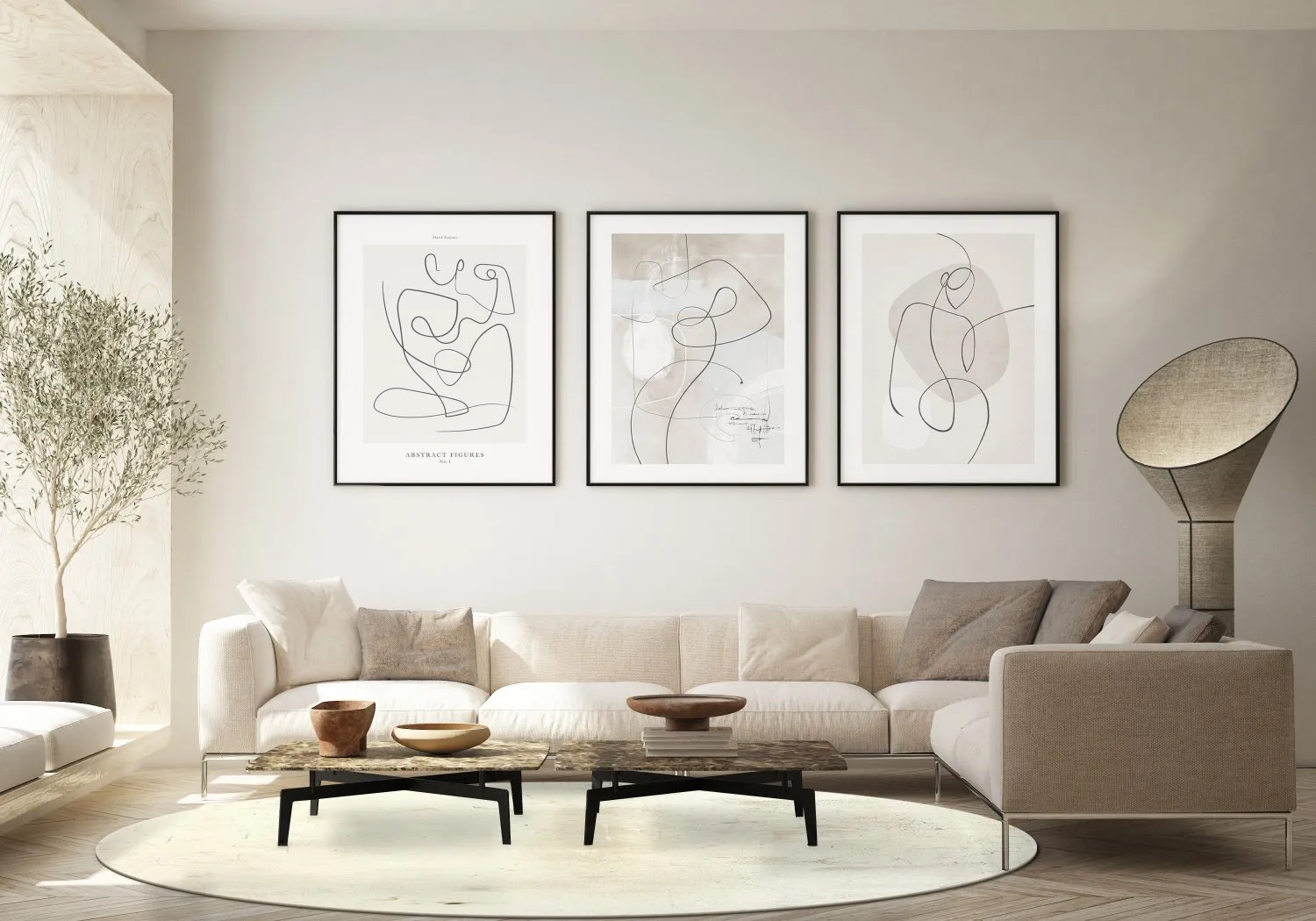 Tapete redondo - Osuna (cinza/bege)