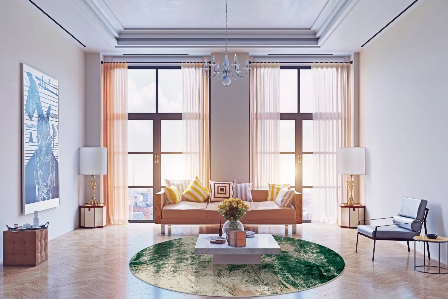 Tapete redondo - Tamalous (bege/verde)