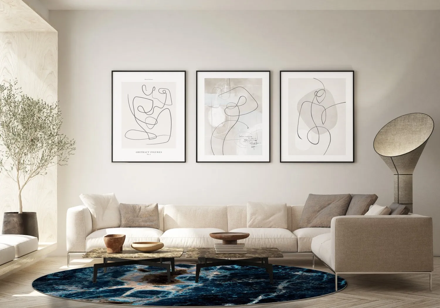 Tapete redondo - Narbolia (azul/multicolorido)