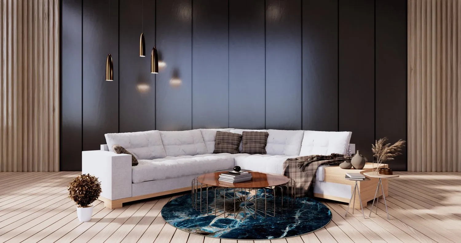 Tapete redondo - Narbolia (azul/multicolorido)