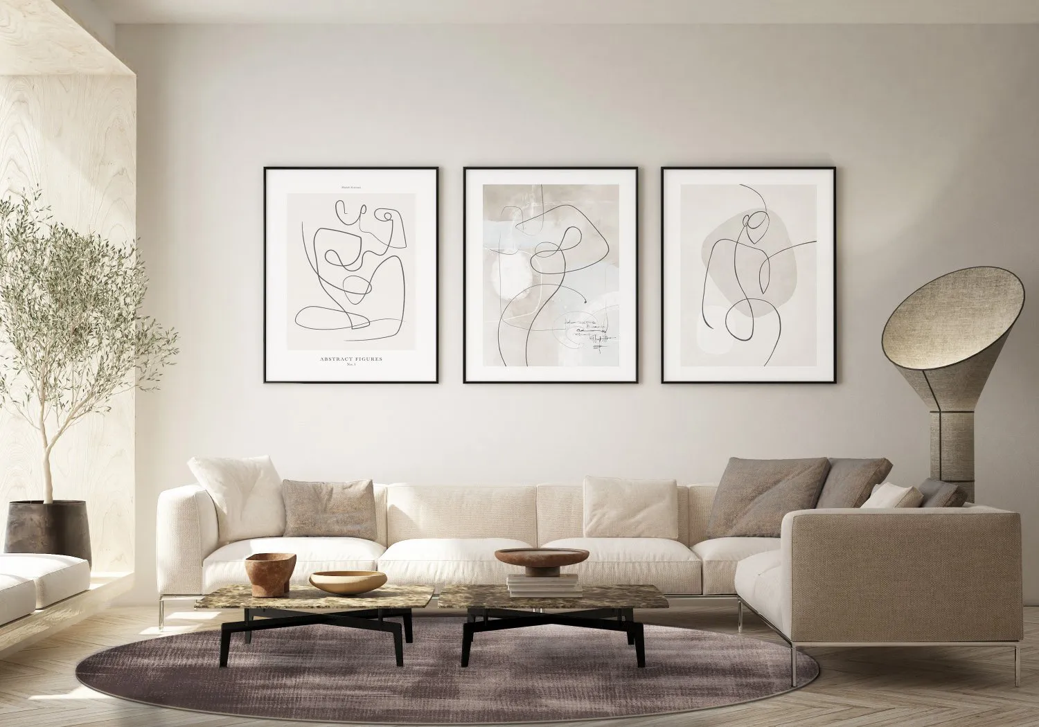 Tapete redondo - Olmedo (cinza/bege)