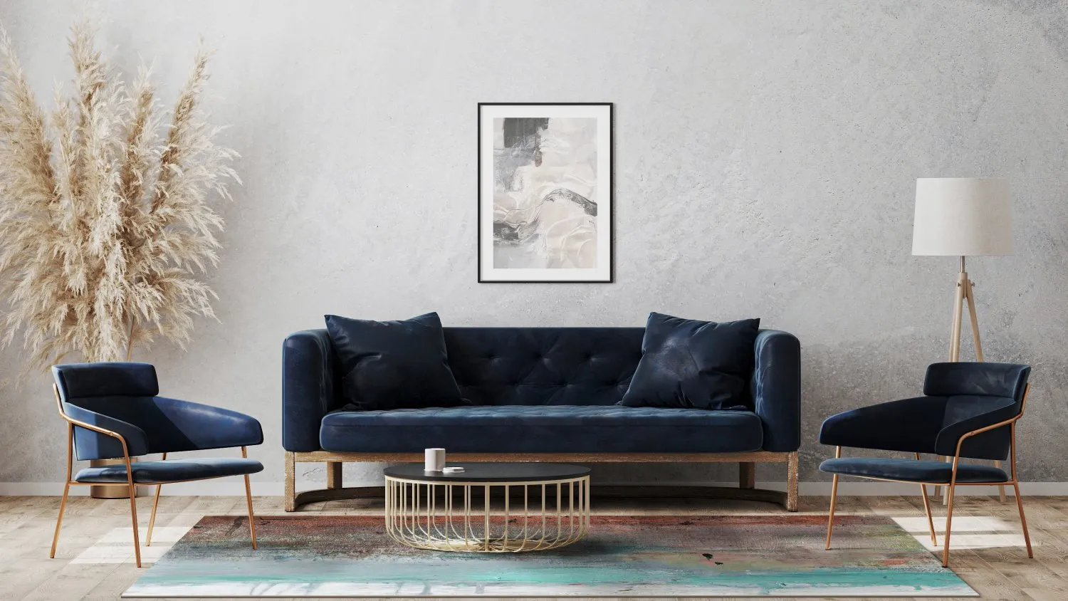 Tapete Wilton - Andali (cinza/vermelho/multicolorido)