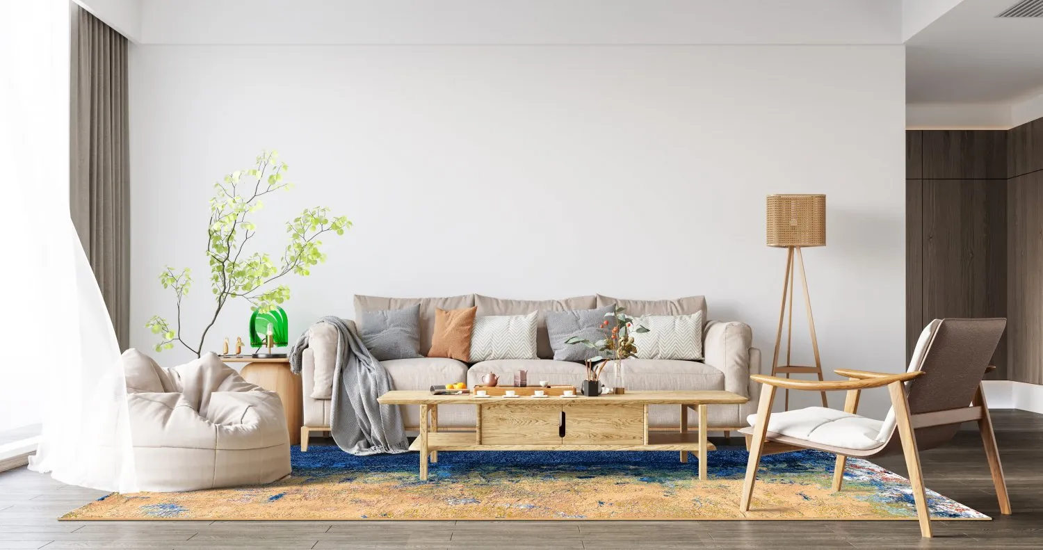 Tapete Wilton - Sindia (bege/azul)