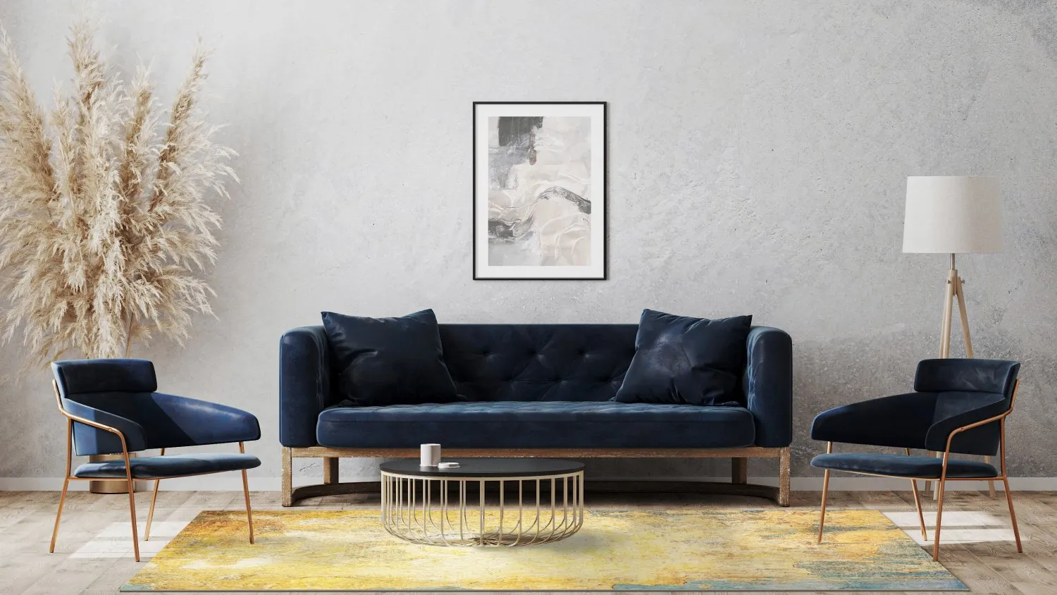 Tapete Wilton - Palau (dourado/bege/azul)