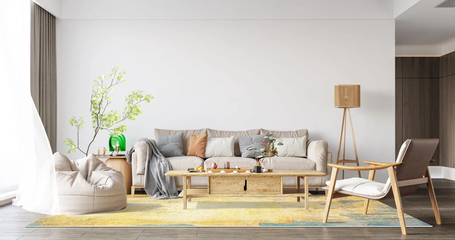 Tapete Wilton - Palau (dourado/bege/azul)