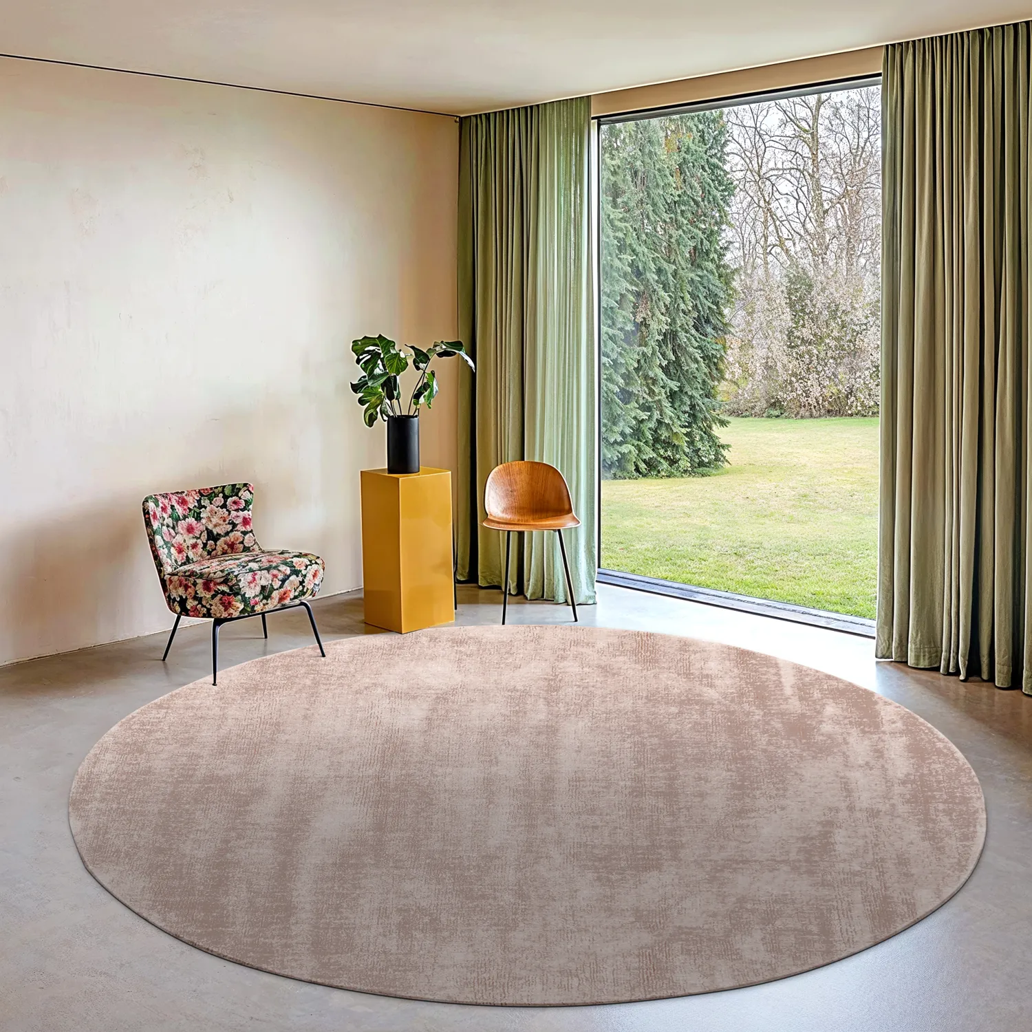 Rund matta - Recycled PET with viscose look (marrom claro)