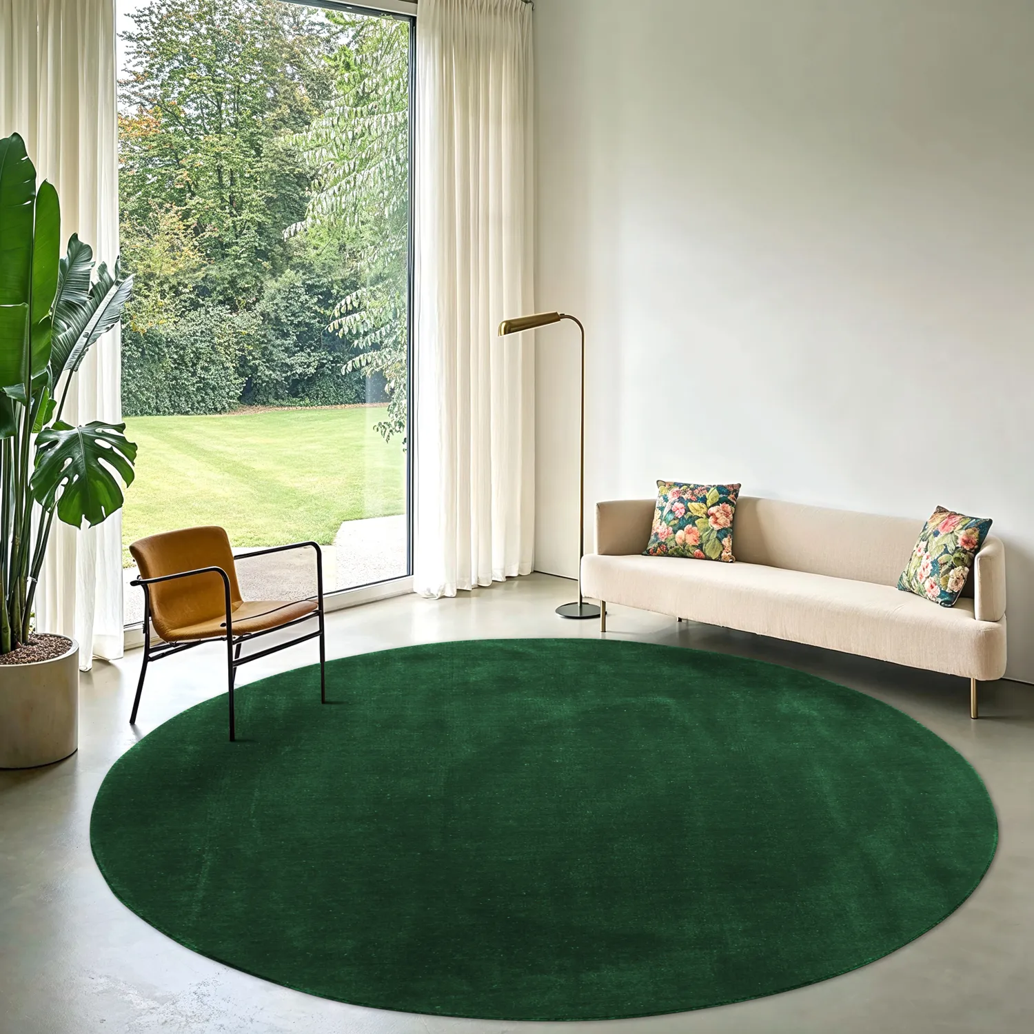 Tapete redondo - Recycled PET with viscose look (verde)