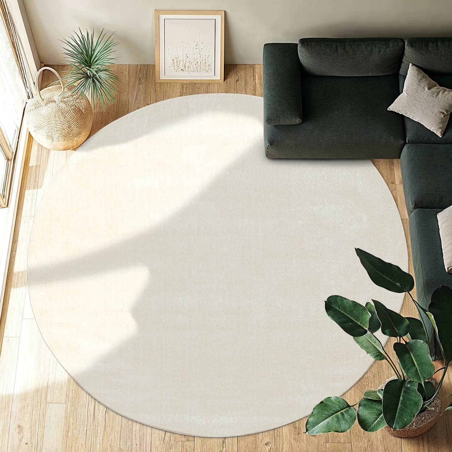 Tapete redondo - Recycled PET with viscose look (offwhite)