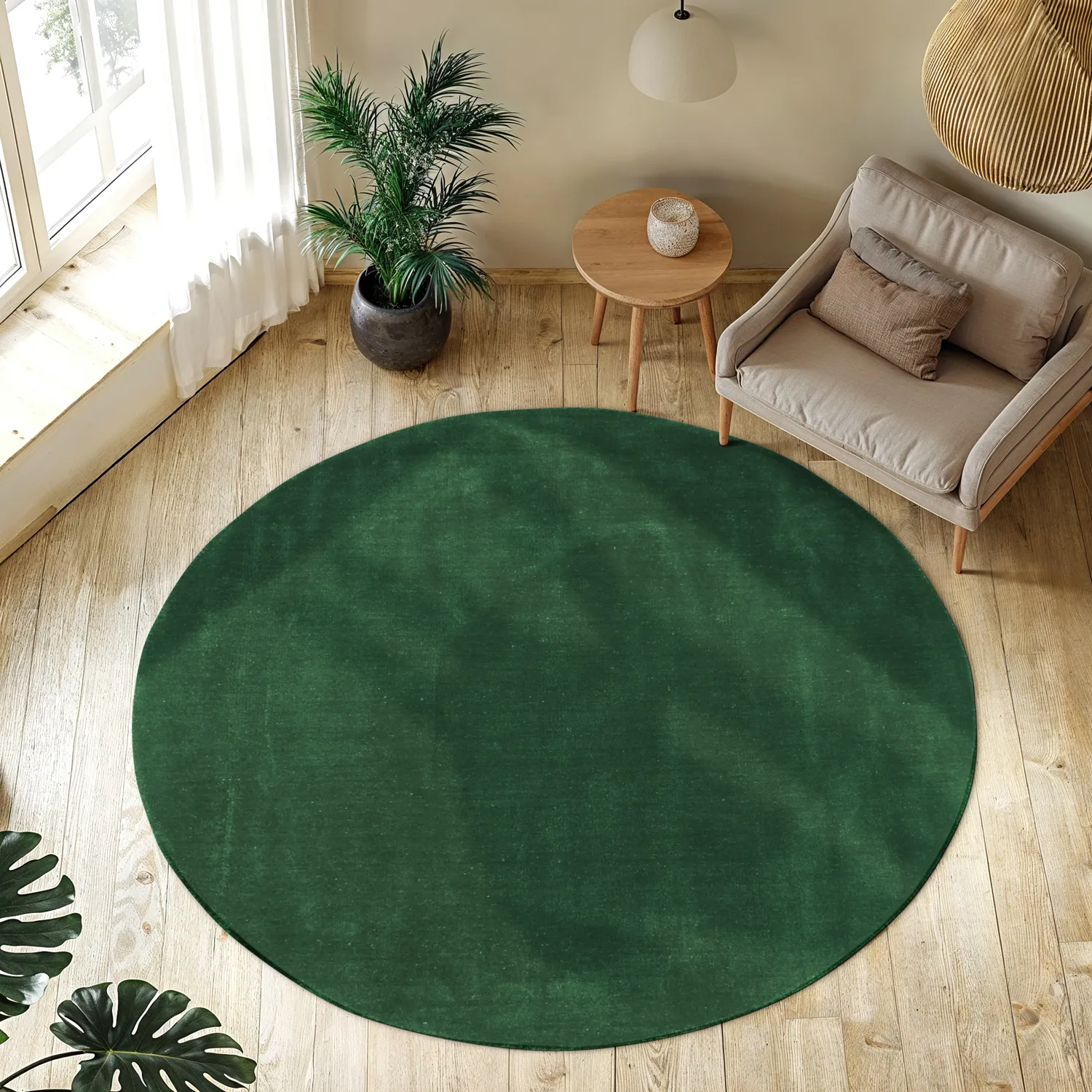 Tapete redondo - Recycled PET with viscose look (verde)