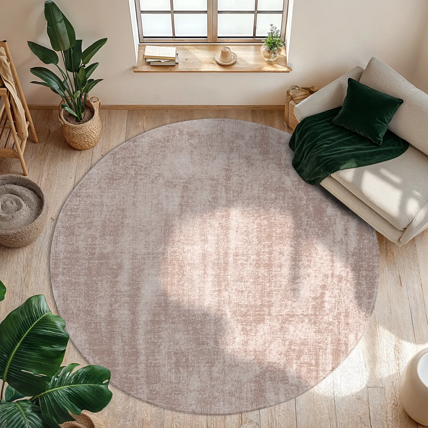 Rund matta - Recycled PET with viscose look (marrom claro)