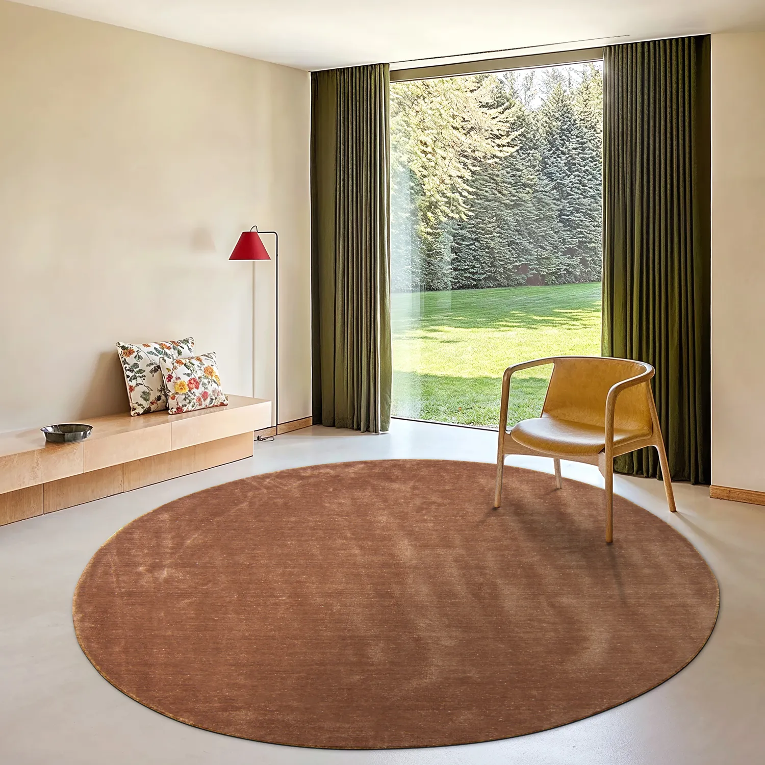 Tapete redondo - Recycled PET with viscose look (marrom)