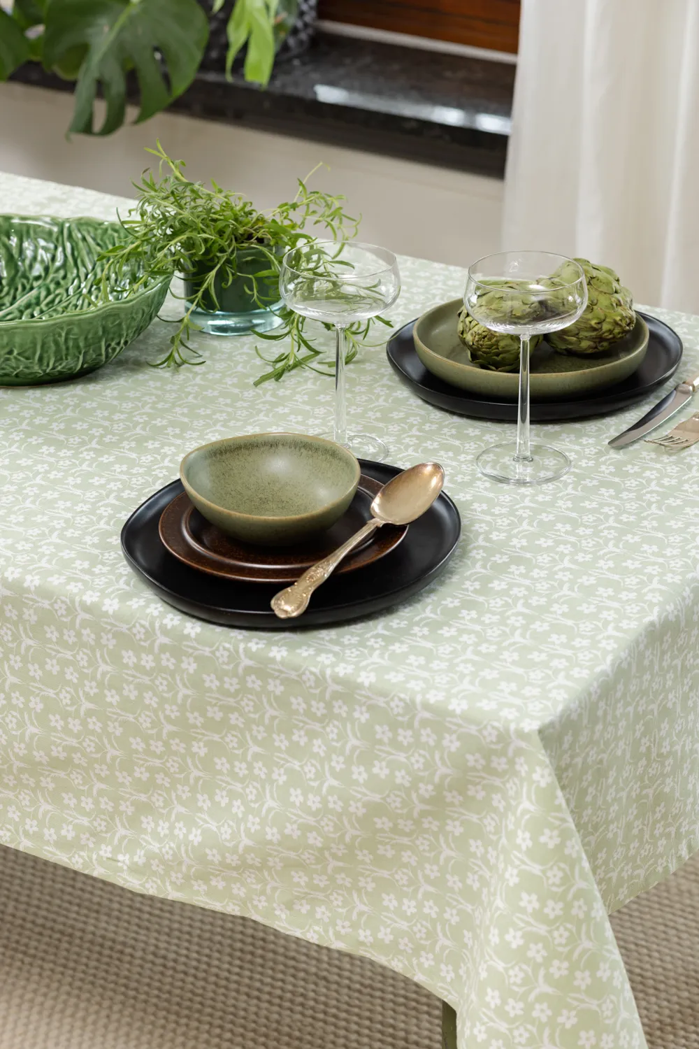 Toalha de mesa de algodão Ella (verde)
